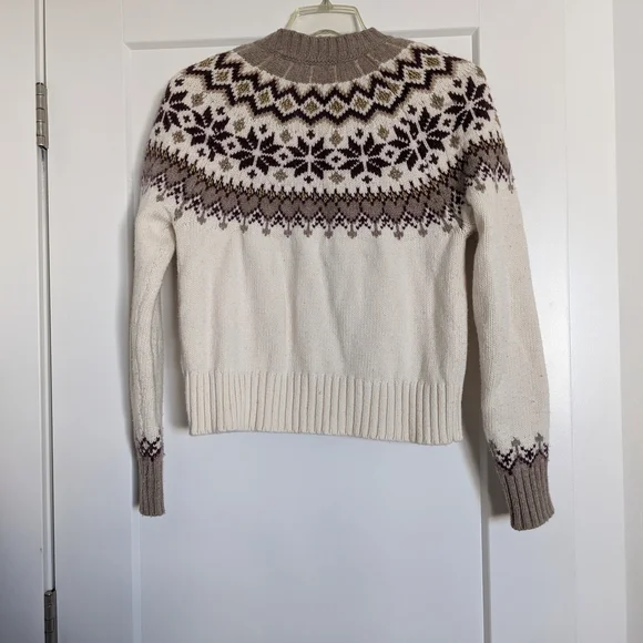 Boden Cream & Brown Fair Isle Wool Cardigan - Picture 4 of 9